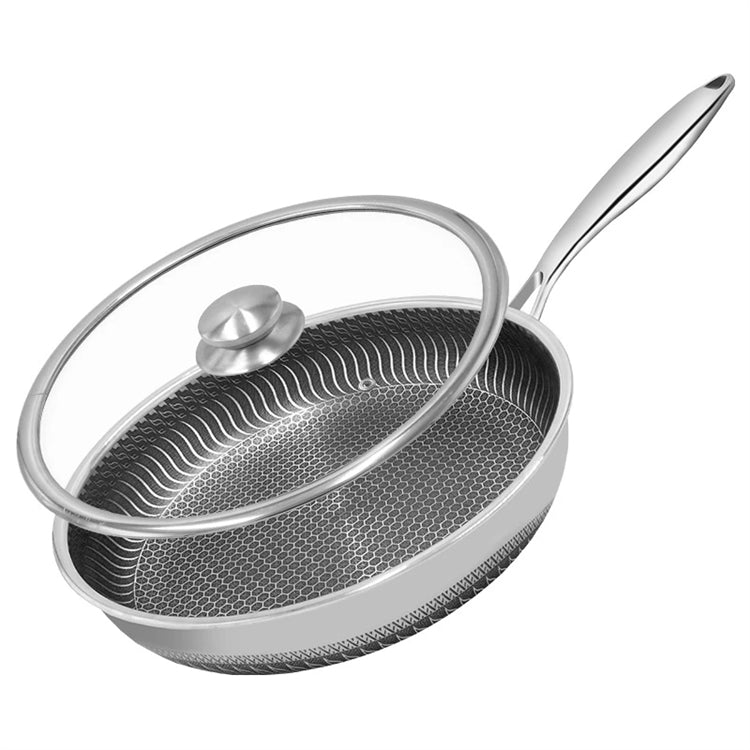 Stainless Steel Frying Pan Nonstick Honeycomb Fry Pan With Lid Induction Ceramic Electric Gas Cooktops Compatible