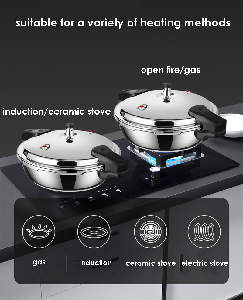 Stainless Steel Pressure Cooker Mini 1.8L Pressure Pot Outdoor Quick Cooking Pot For Induction Ceramic Stove Gas Heating