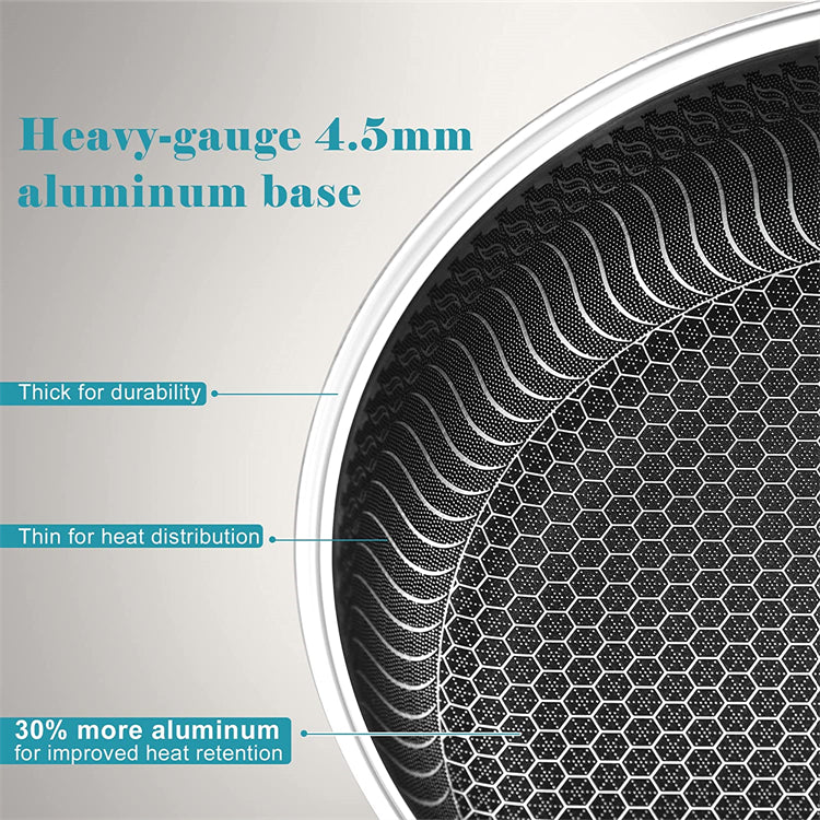 Stainless Steel Frying Pan Nonstick Honeycomb Fry Pan With Lid Induction Ceramic Electric Gas Cooktops Compatible