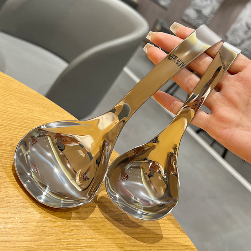 304 stainless steel soup spoon for household kitchen soup spoon with hook hot pot spoon deepened large head spoon