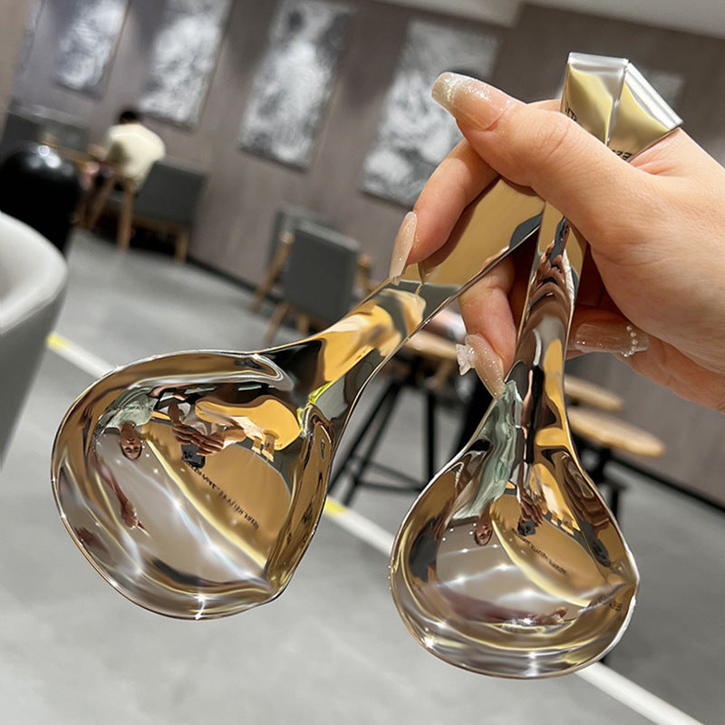 304 stainless steel soup spoon for household kitchen soup spoon with hook hot pot spoon deepened large head spoon