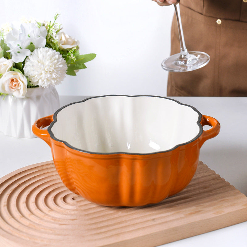 Cast iron Pumpkin Enamel soup pot 16cm 20cm multi functional pot for gas stove and induction cooker