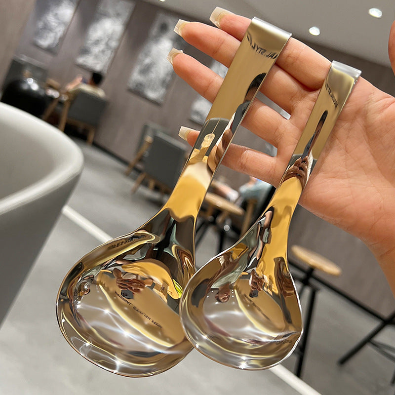 304 stainless steel soup spoon for household kitchen soup spoon with hook hot pot spoon deepened large head spoon