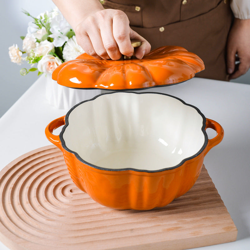 Cast iron Pumpkin Enamel soup pot 16cm 20cm multi functional pot for gas stove and induction cooker