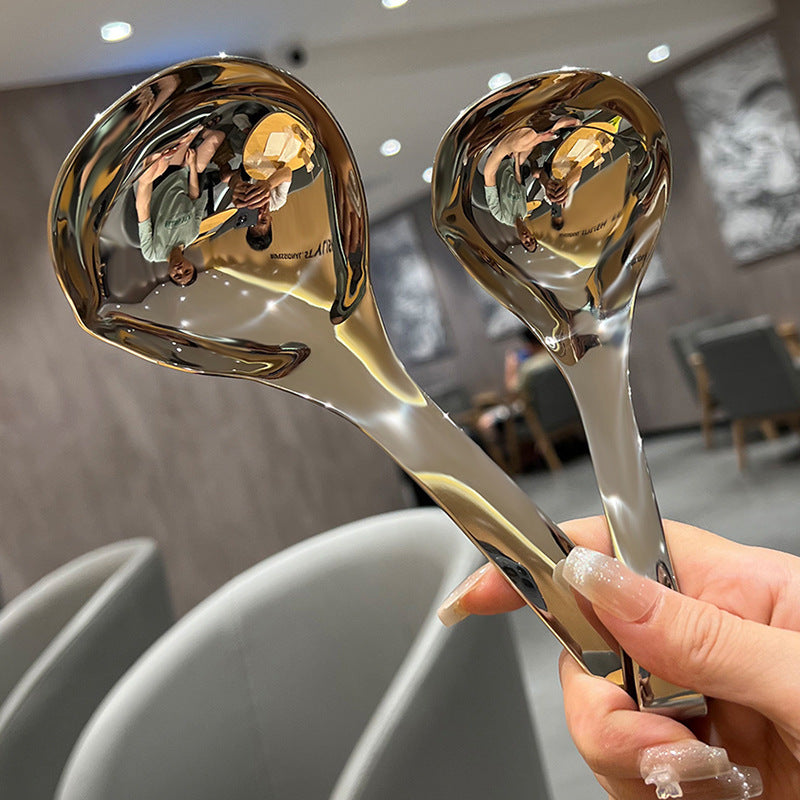 304 stainless steel soup spoon for household kitchen soup spoon with hook hot pot spoon deepened large head spoon