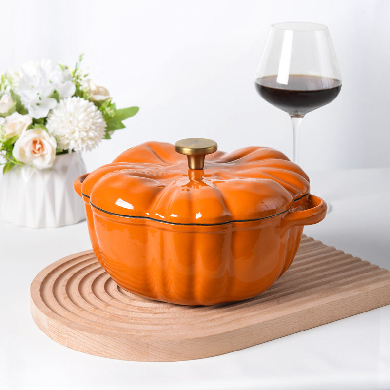 Cast iron Pumpkin Enamel soup pot 16cm 20cm multi functional pot for gas stove and induction cooker