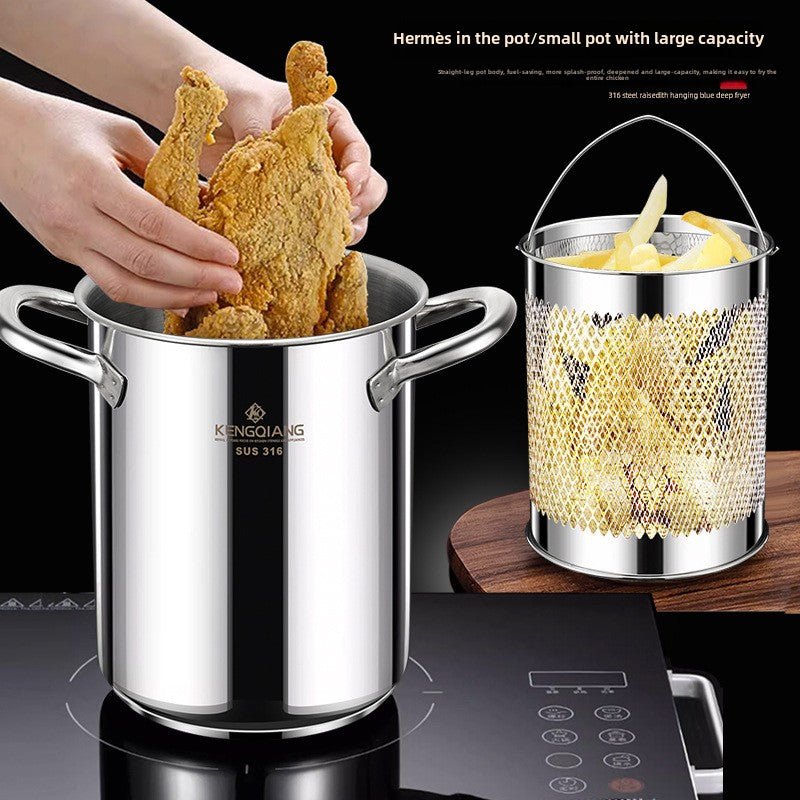 316 stainless steel fryer pot household multifunctional deepening with filter commercial tempura special fryer