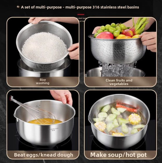 304 18/10 stainless steel basin set 20cm
