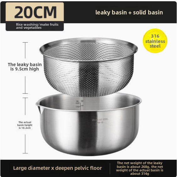 304 18/10 stainless steel basin set 20cm