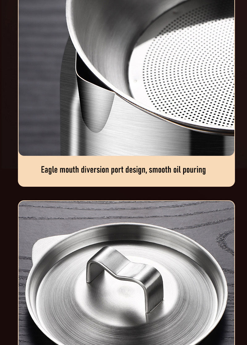 High Quality Modern Stainless Steel Bacon Grease Container with Strainer Home Kitchen Cooking Oil Pot Hotel Use
