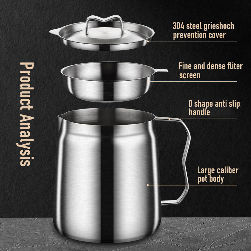 High Quality Modern Stainless Steel Bacon Grease Container with Strainer Home Kitchen Cooking Oil Pot Hotel Use