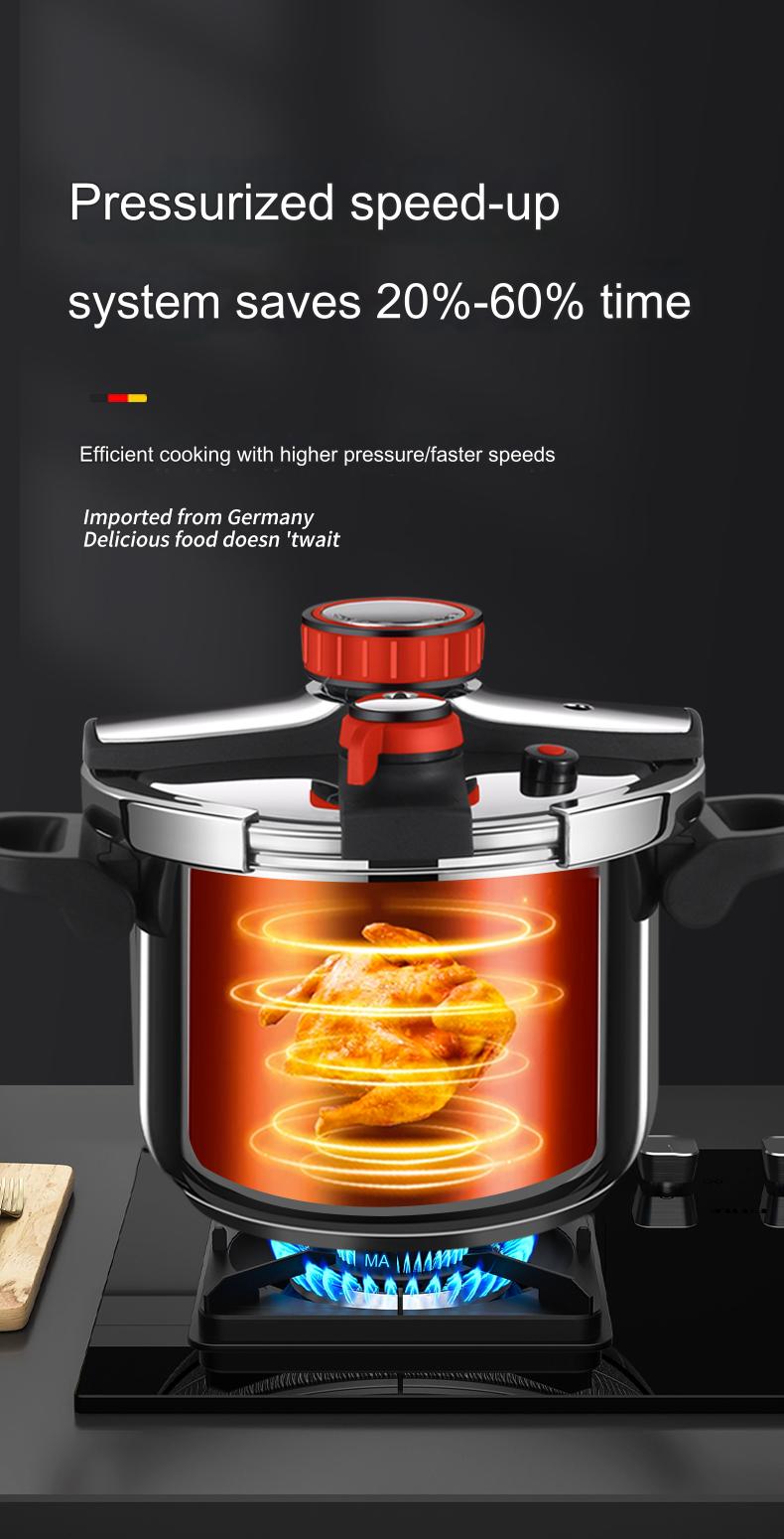 Thickened Pressure Cooker for Home Use, 316 Stainless Steel, Anti-Explosion, Gas and Induction Cookers Compatible