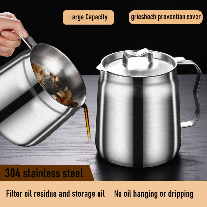 High Quality Modern Stainless Steel Bacon Grease Container with Strainer Home Kitchen Cooking Oil Pot Hotel Use