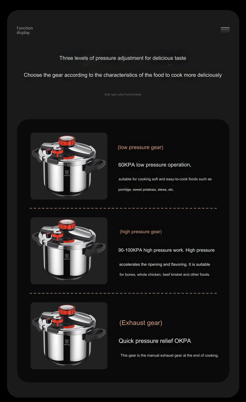 Thickened Pressure Cooker for Home Use, 316 Stainless Steel, Anti-Explosion, Gas and Induction Cookers Compatible