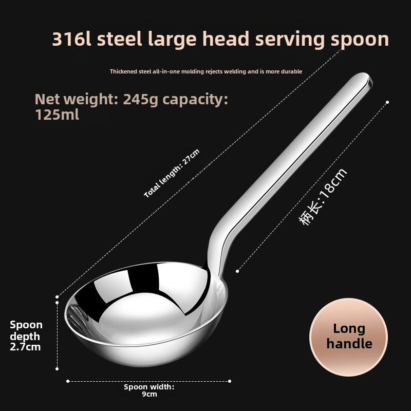 stainless steel Soup Drinking Spoon Household thickened long handle Kitchen Seasoning Porridge Large Spoon