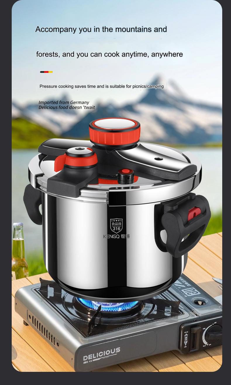Thickened Pressure Cooker for Home Use, 316 Stainless Steel, Anti-Explosion, Gas and Induction Cookers Compatible