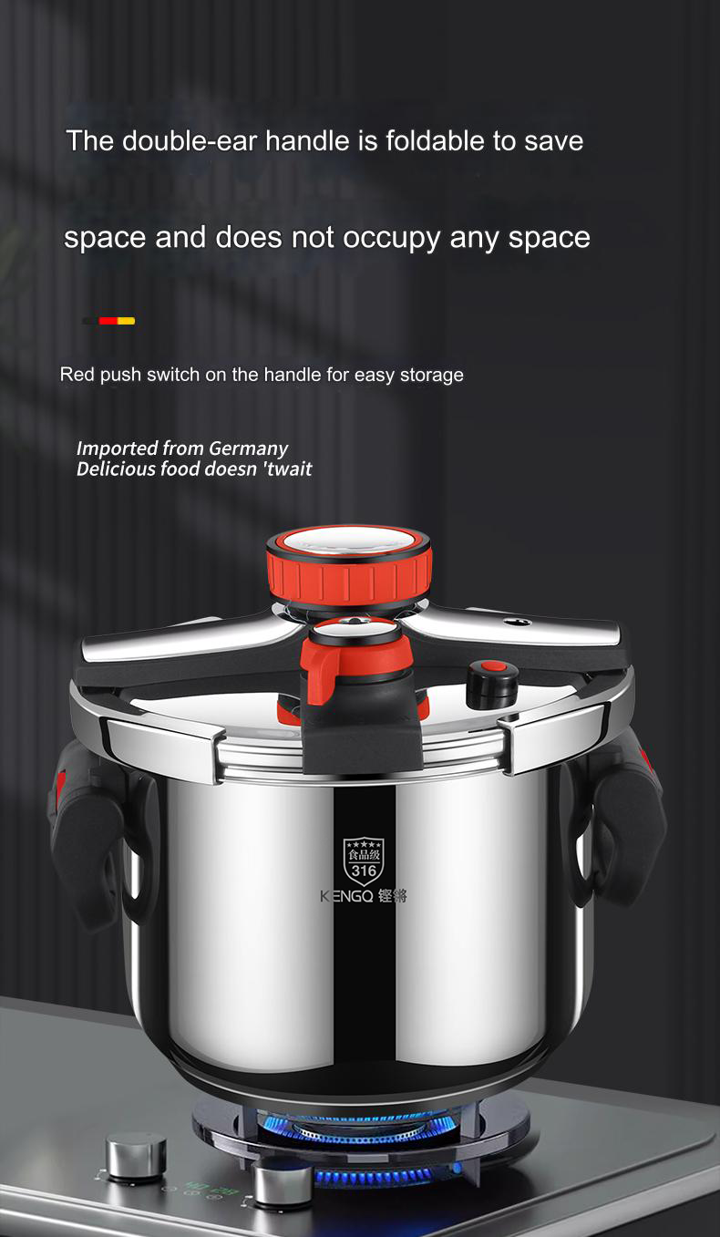 Thickened Pressure Cooker for Home Use, 316 Stainless Steel, Anti-Explosion, Gas and Induction Cookers Compatible