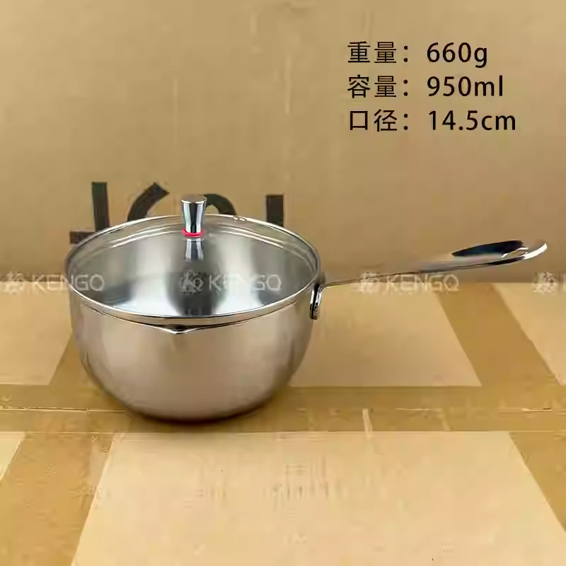 316 stainless steel milk pot uncoated food-grade baby auxiliary food pot sauce pan for gas and induction cooker