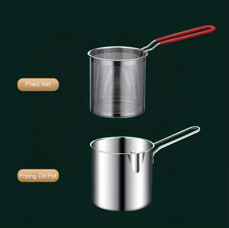 Deep Frying Pot Kitchen Fryer With Strainer Stainless Steel Tempura Fryer Pan Fry Pot Chicken Fried Chicken Cooking Tools